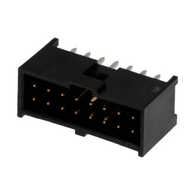 Czarny wtyk plastikowy 16-stykowy z metalowymi stykami, używany do podłączania elementów elektronicznych.