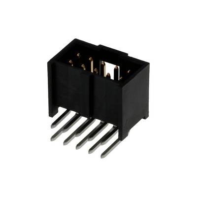 Czarny wtyk elektroniczny z wieloma metalowymi stykami skierowanymi w dół. Idealny do połączeń na płytkach drukowanych.