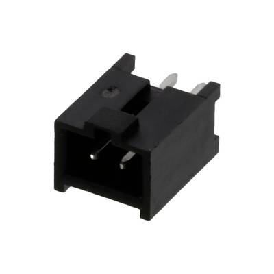Czarny elektryczny wtyk z widocznymi dwoma metalowymi stykami leży na białym tle.