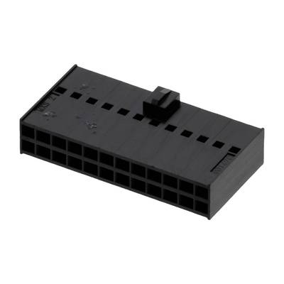 Czarny złącz z tworzywa sztucznego z 2x12 stykami, stosowany do połączeń elektrycznych w urządzeniach elektronicznych.
