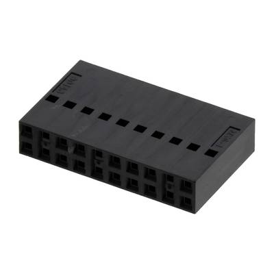 Czarny wtyk plastikowy z wieloma kwadratowymi gniazdami, odpowiedni do połączeń elektronicznych.
