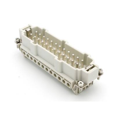 Prostokątne złącze wtykowe z wieloma bolcami metalowymi, odpowiednie do zastosowań przemysłowych, umożliwiające stabilne połączenia elektryczne.