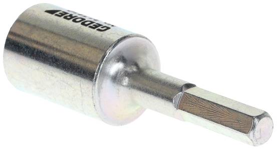 Wiertło metalowe z chwytem cylindrycznym i zakończeniem sześciokątnym, przeznaczone do wiercenia w powierzchniach metalowych.