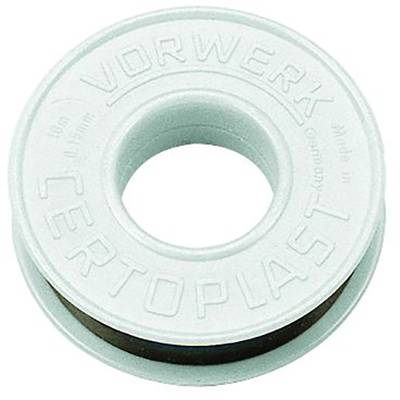 Okrągła uszczelka z napisem 'Vorwerk Certoplast'. Wykonana z białego materiału z czarnym pierścieniem gumowym wewnątrz.