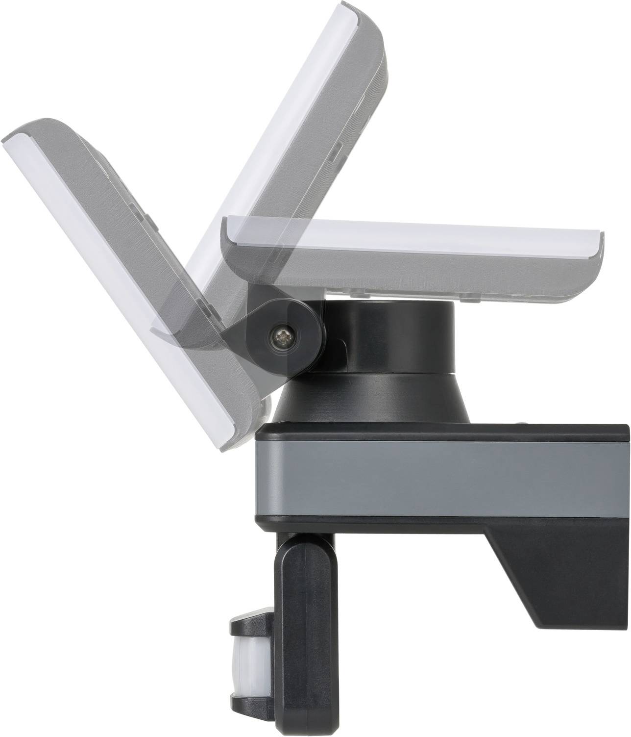 Ruchomy reflektor LED z obrotową głowicą. Prostokątny kształt, zamontowany na uchwycie. Odpowiedni do różnych kątów oświetlenia.