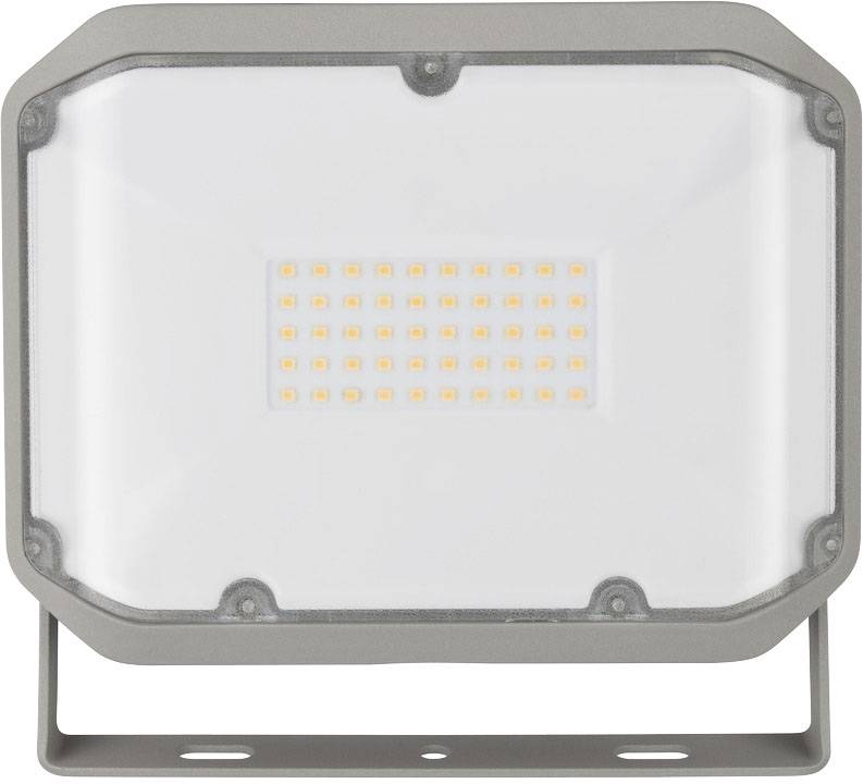 Reflektor LED z prostokątną obudową, przedstawiający świecące diody LED w centrum, odpowiedni do oświetlenia zewnętrznego.