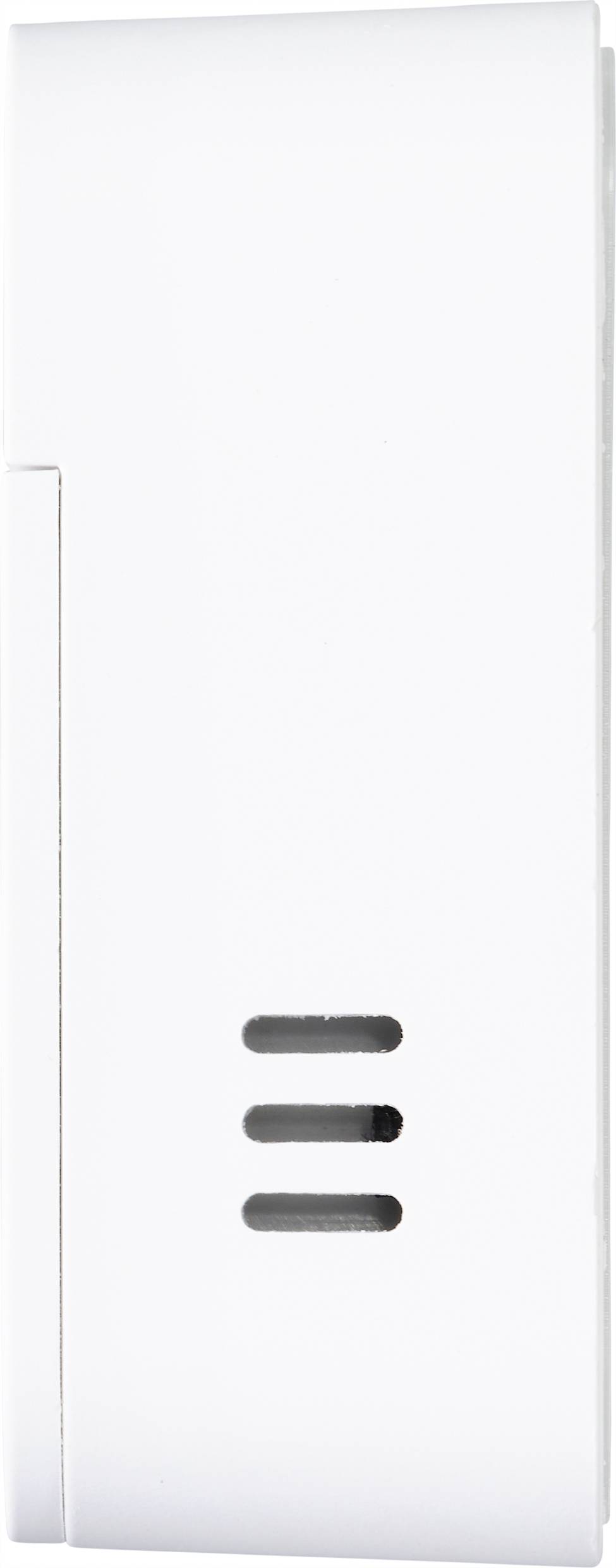 Biały, prostokątny pojemnik z tworzywa sztucznego z trzema poziomymi nacięciami.