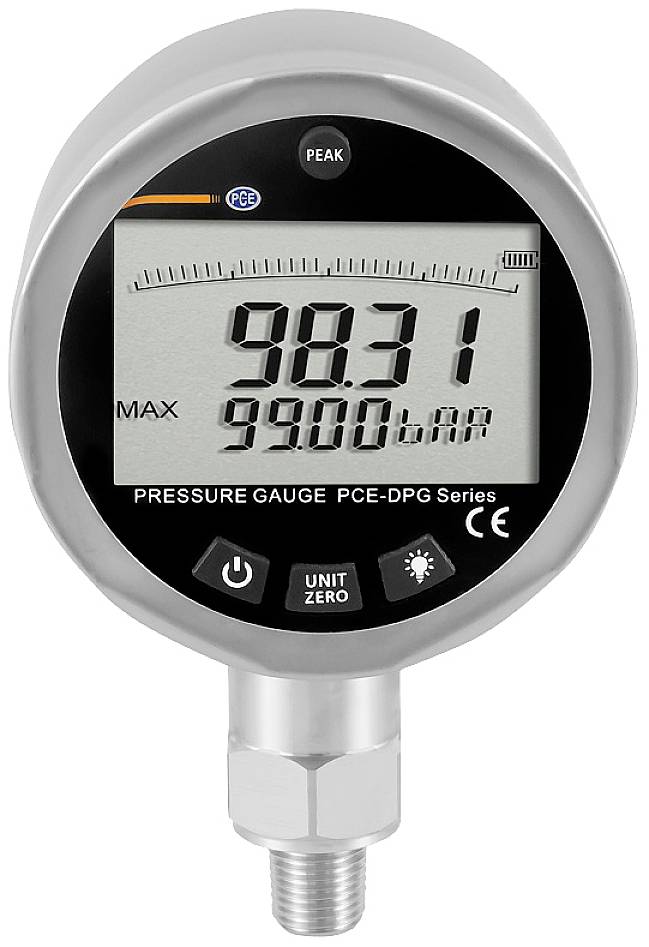 'Manometr wskazuje 98,31 przy 9900 hPa.'