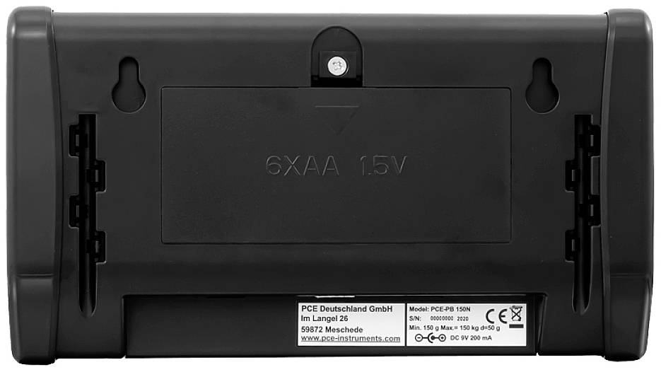 Ваги PCE Instruments PCE-PB 150N, діапазон вимірювання макс. 200 кг, градуювання 50 г, батарея, мережа, USB