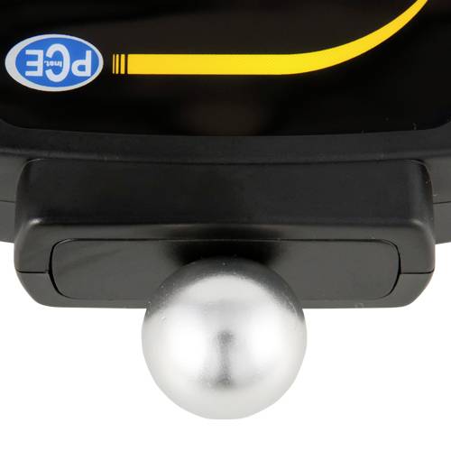 Czarno-żółte urządzenie pomiarowe z srebrnym przyciskiem od spodu, oznaczone napisem 'PCE', prawdopodobnie wyświetlacz lub panel sterowania.