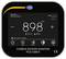 Monitor dwutlenku węgla wskazuje '898 ppm'. Ostrzeżenie: 'Poziom CO2 za wysoki!' z godziną, datą i górną granicą '950 ppm'.