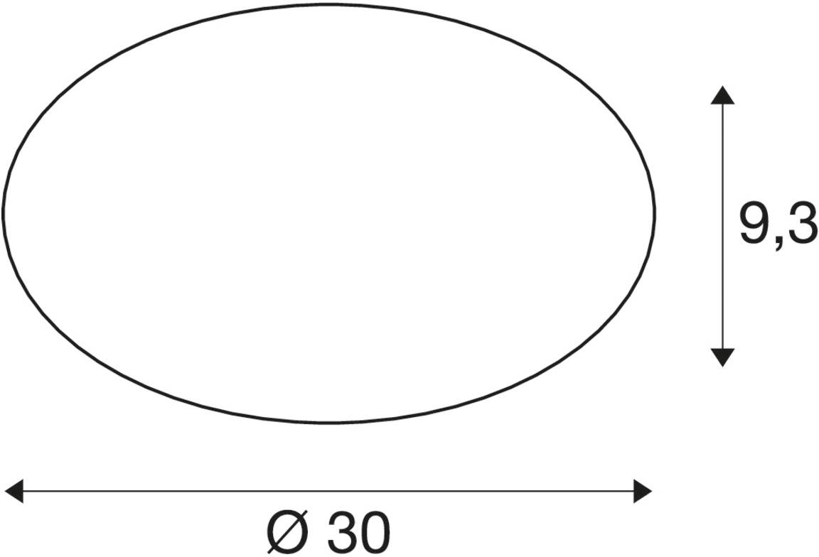 Owal o szerokości 'Ø 30' i wysokości '9,3'.