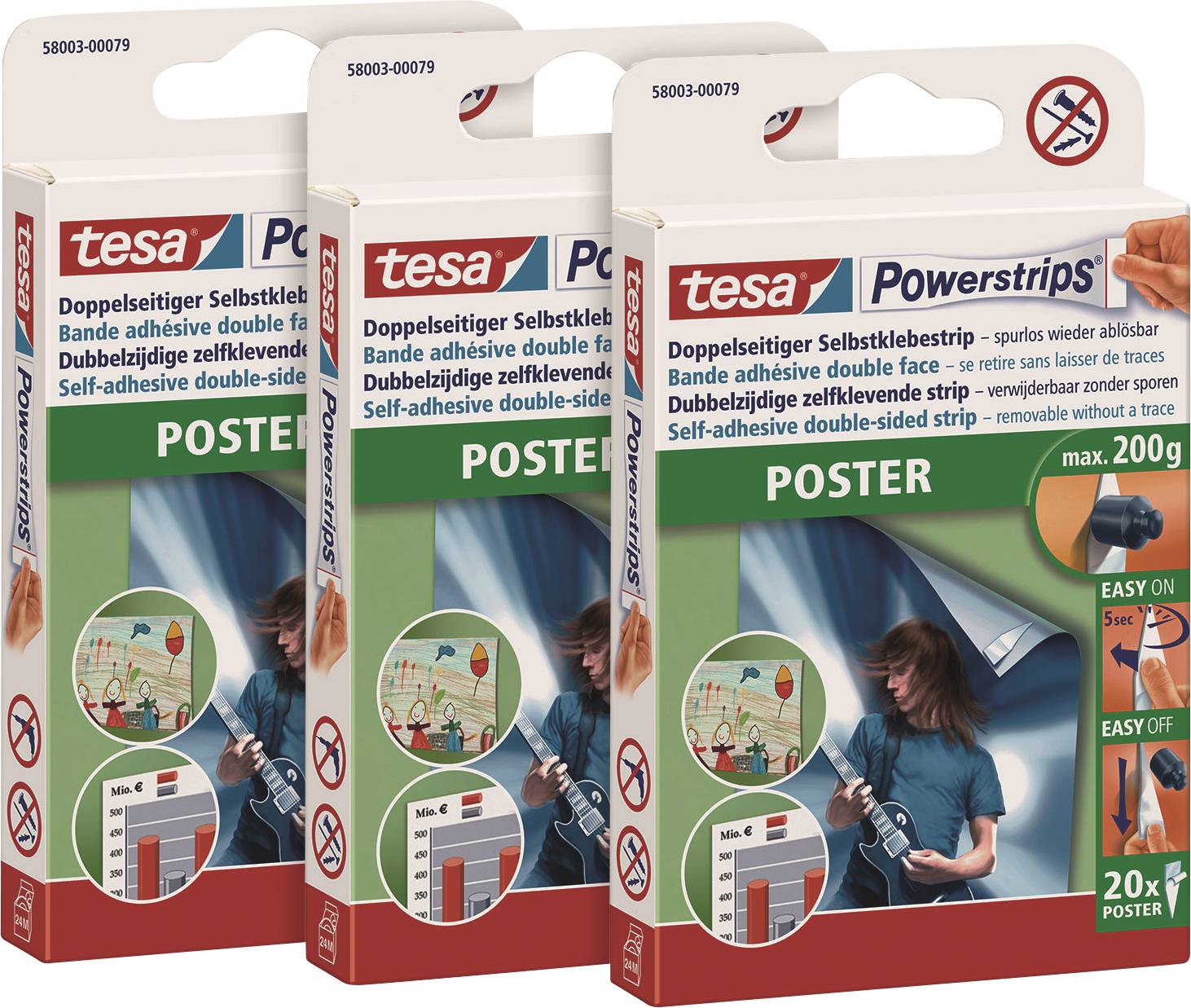tesa POWERSTRIPS® Плакат 58003-00500-05 60 шт.