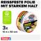 Trzy rolki tesa Universal extra Power: Wytrzymałe taśmy klejące, 10 m x 50 mm. Wysoka trwałość, 65% materiału z recyklingu.