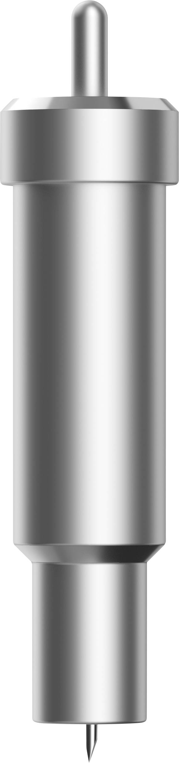 Ilustracja metalowego drukarskiego urządzenia lub stempla, prawdopodobnie elementu maszyny, przedstawia precyzyjną, cylindryczną formę.