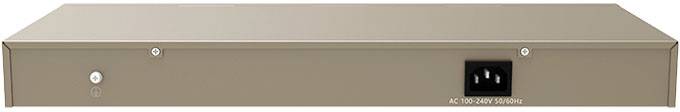 Prostokątne urządzenie elektroniczne w kolorze beżowym, z gniazdem zasilającym i włącznikiem z tyłu.