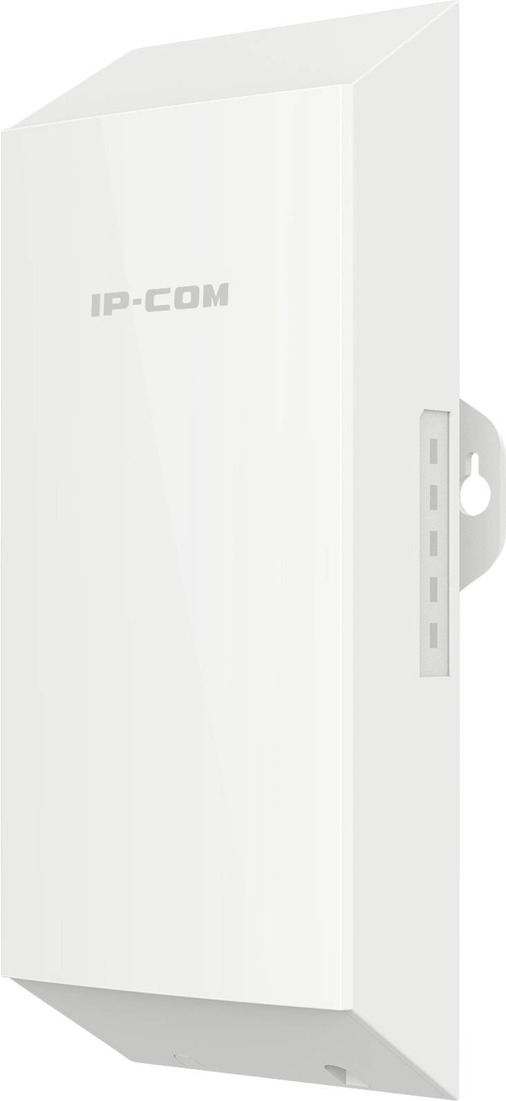 Biały, prostokątny router lub punkt dostępowy z napisem 'IP-COM' na przedniej części.