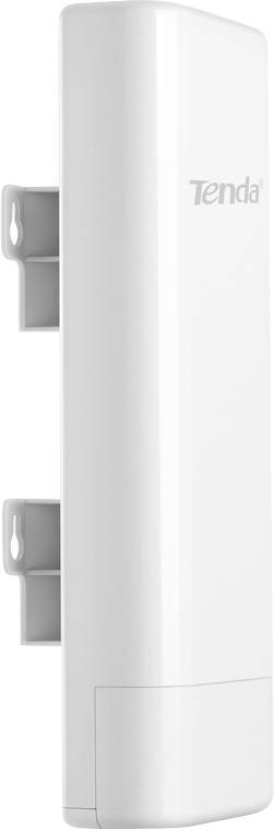 Biała, pionowa, prostokątna antena Wi-Fi marki Tenda, nadająca się do montażu ściennego.
