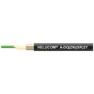 Czarny kabel z oznaczeniem 'HELUCOM A-DQ(ZN)(SR)2Y', widoczny jest przewód izolowany na zielono.