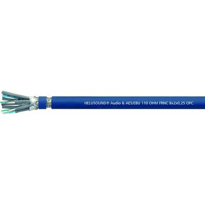 Niebieski kabel audio z nadrukiem 'HELIOSOUND® Audio & AES/EBU 110 OHM FMK 8x2x0,25 CPC'. Wielożyłowa konstrukcja zapewniająca niezawodne połączenie.