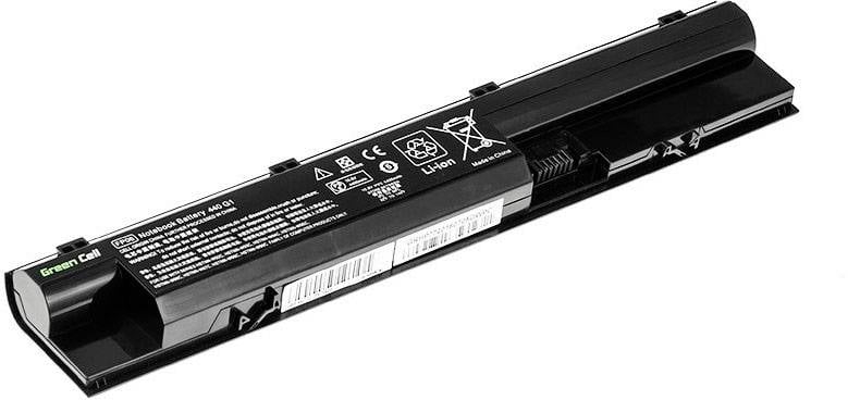 Czarny akumulator do laptopa z naklejkami producenta i ostrzeżeniami. Odpowiedni dla określonych modeli laptopów.