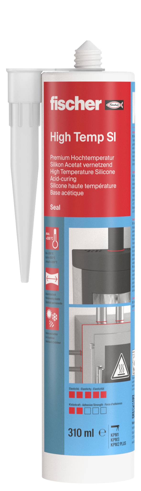 Fischer silikon wysokotemperaturowy DHS 310 ml czerwony Fischer 053125, 310 ml-2
