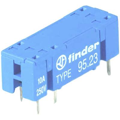 Niebieskie przekaźniki Finder z czterema pinami przyłączeniowymi. Oznaczenie: '10A 250V TYP 95.23'.