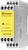 Szary i żółty moduł przekaźnikowy z danymi technicznymi. Przedstawia numery markowe i modelowe oraz specyfikacje napięcia.