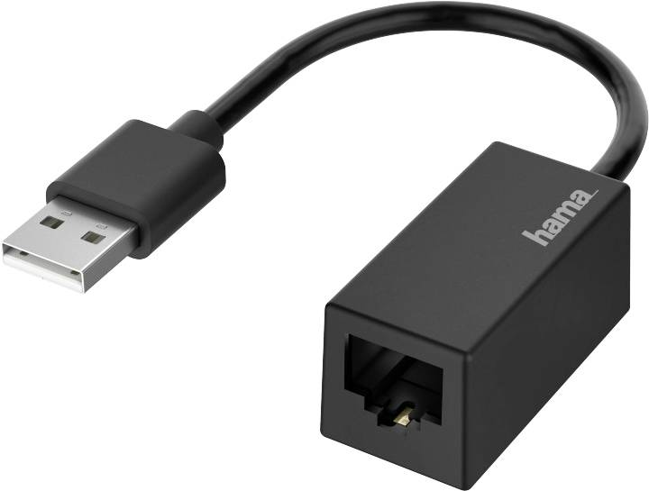 Мережевий адаптер Hama Hama - Netzwerkadapter - USB2.0 - 10/100 Ethernet x 1 - Schwarz (00200324) 10 / 100 Мбіт/с LAN (10/100 Мбіт
