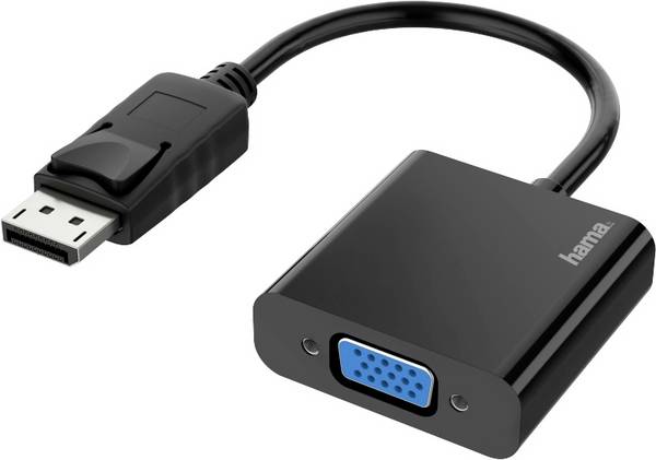 Hama 00200337 DisplayPort / VGA adapter [1x złącze męskie angielskie - 1x złącze męskie DisplayPort] czarny smukła konstrukcja 0.15 m