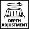 Regulacja głębokości: Przycisk na środku z strzałką nad nim, pod spodem tekst 'Regulacja głębokości'.