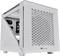 Białe obudowa komputerowa Thermaltake z nowoczesnym, perforowanym designem i bocznym wentylatorem wspomagającym cyrkulację powietrza.
