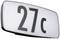 Znak świetlny z napisem '27 c', czarny na białym tle.