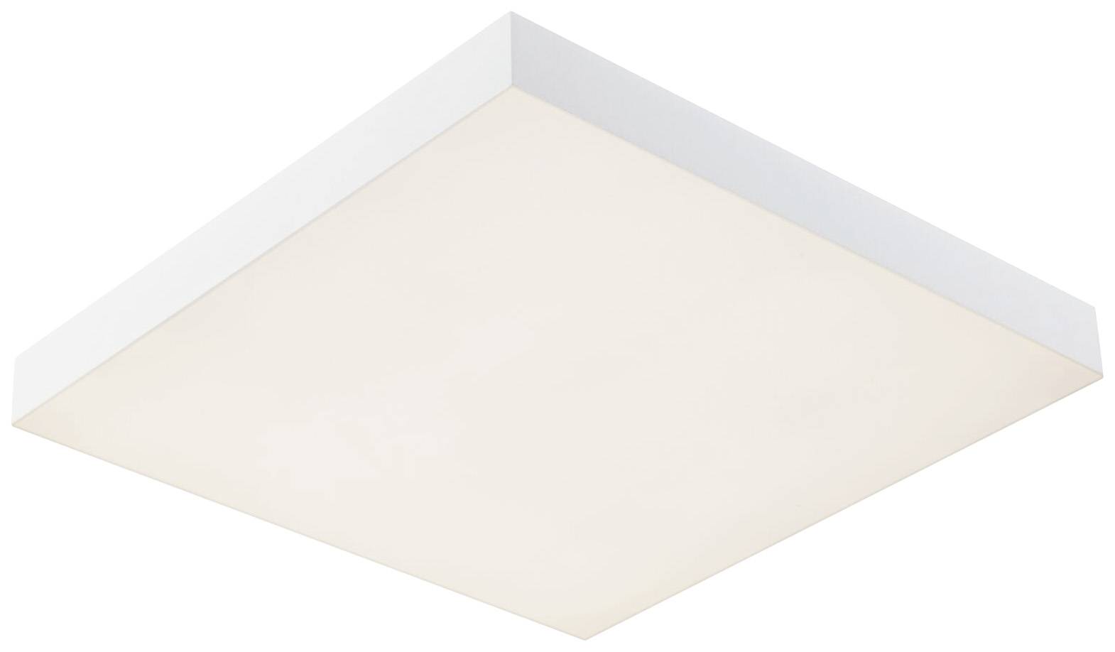 Kwadratowa lampa sufitowa LED z białą ramą i rozproszonym światłem. Idealna do nowoczesnych wnętrz, zapewnia równomierne oświetlenie.
