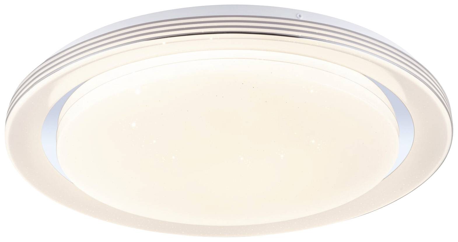 Okrągła, płaska lampa sufitowa o nowoczesnym designie, emitująca równomierne, miękkie światło. Odpowiednia do sal mieszkalnych lub biurowych.