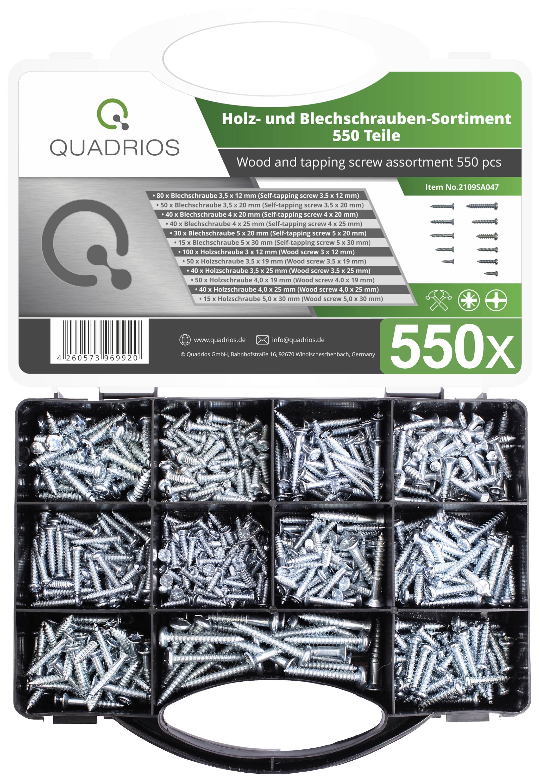 Набір гвинтів для листового металу Quadrios 2109SA047 2109SA047 550 шт.