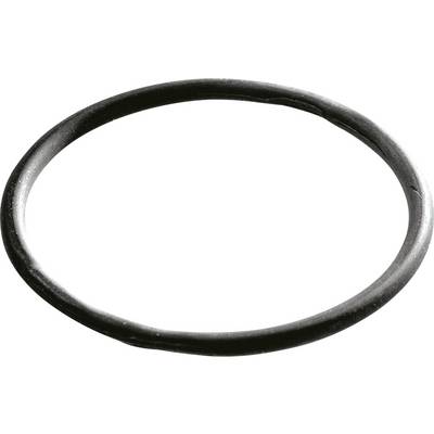 Pojedynczy czarny pierścień O-ring leży na białym tle, symbolizując uszczelnienie lub akcesoria uszczelniające.