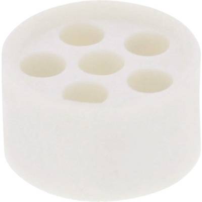 Ceramiczny element z sześcioma okrągłymi wgłębieniami na górnej powierzchni.