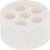 Biały, okrągły przedmiot z sześcioma otworami na wierzchu, przypominający kielich do kości, prawdopodobnie przeznaczony do celów laboratoryjnych.