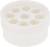 Okrągła, biała plastikowa część z siedmioma otworami na wierzchu, przypominająca przepust kablowy lub adapter techniczny.