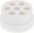 Biały, cylindryczny plastikowy element z siedmioma otworami na górnej powierzchni, prawdopodobnie część urządzenia gospodarstwa domowego.