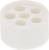 Biały cylindryczny uchwyt plastikowy z pięcioma okrągłymi wgłębieniami na górze, prawdopodobnie przeznaczony do przechowywania małych przedmiotów.