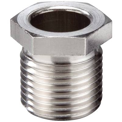 Metalowy adapter z gwintem zewnętrznym i sześciokątną głowicą, przeznaczony do zastosowań łączących w przemyśle.