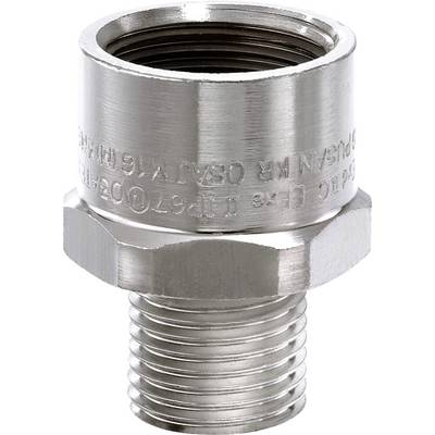 Chromowany adapter metalowy z gwintem do połączeń rurowych.