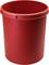 Czerwony, cylindryczny kosz na śmieci z tworzywa sztucznego, pusty i bez widocznej zawartości.