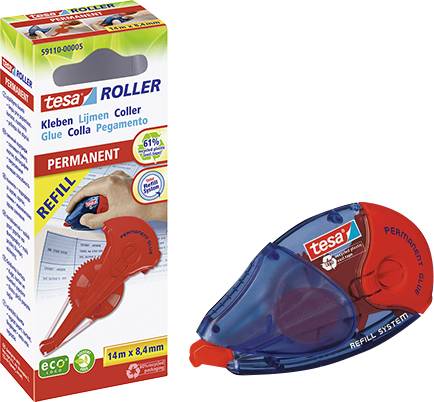 tesa Roller Клейкий ролик Permanent ecoLogo® + 1x ЗМІННИЙ 8,4 мм 14 м Permanent Змінний: Так 1 комплект