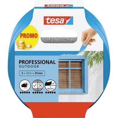Opakowanie dla profesjonalnej taśmy 'tesa' Outdoor, 2 rolki po 25 m x 25 mm. Odpowiednia do użytku na zewnątrz, odporna na warunki atmosferyczne do 2 miesięcy.