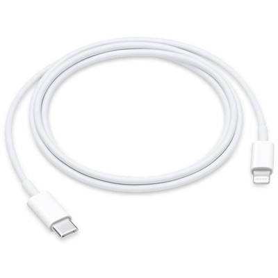 Biały kabel USB-C do Lightning, używany do ładowania lub przesyłania danych dla kompatybilnych urządzeń.