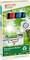 Opakowanie markerów permanentnych edding EcoLine. Trzy markery w kolorach: czerwonym, niebieskim i zielonym. 90% materiału z recyklingu, neutralne pod względem klimatycznym.