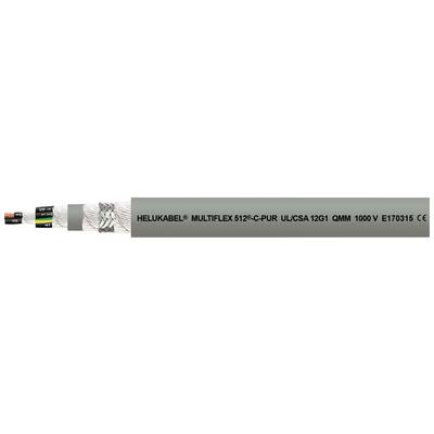 Przekrój poprzeczny wielożyłowego przewodu kablowego z oznaczeniem 'HEUKABEL MULTIFLEX 512-PUR UL/CSA 1G2.1 QMM 1000V E1717016 CE'.